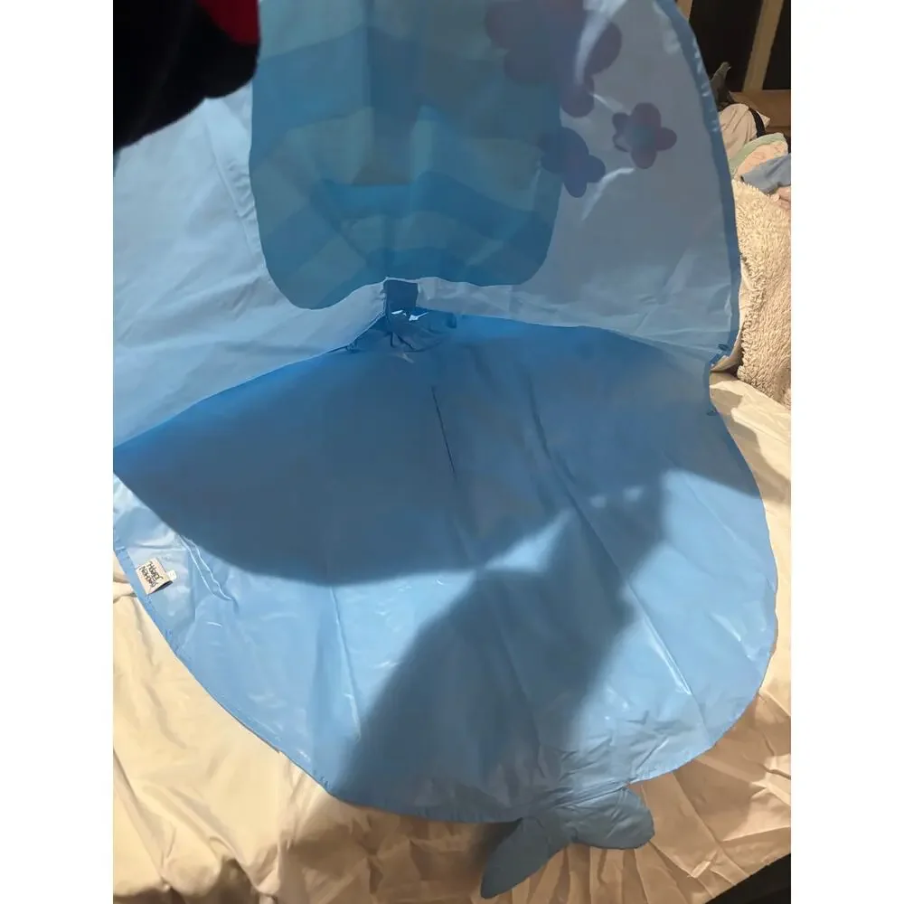Stephen Joseph blue fish poncho with flowers euc one size 3-6ish used once euc